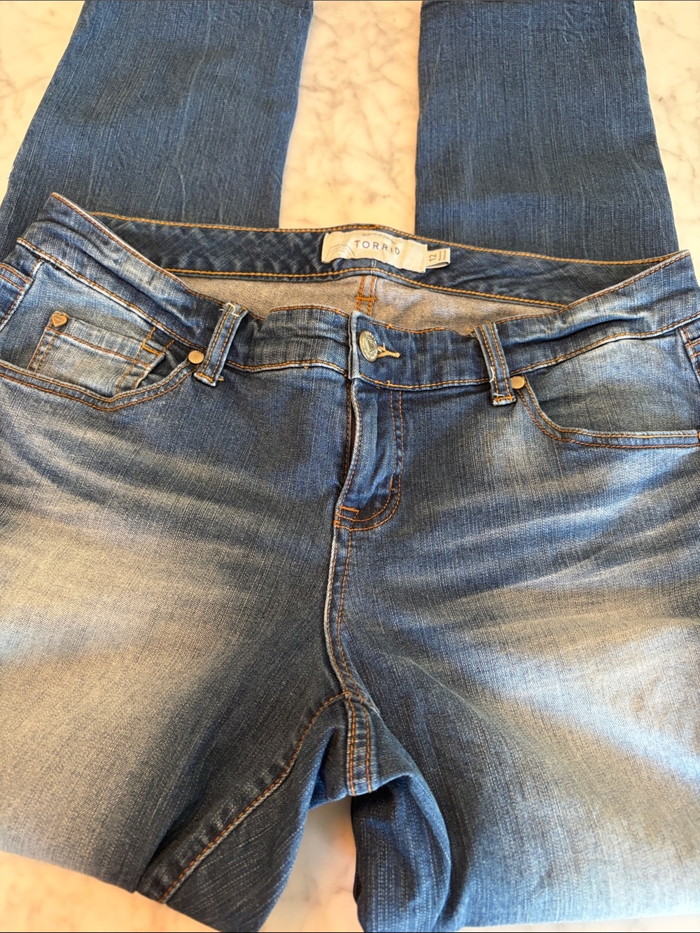 torrid Blue Straight Leg Jeans - Mid Wash Size 12 - Picture 3 of 5